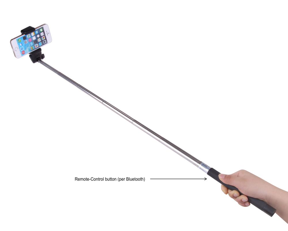 Essentialz X Selfie-Stick Monopod mit integriertem Fernauslöser-Knopf (Bluetooth) für Smartphones