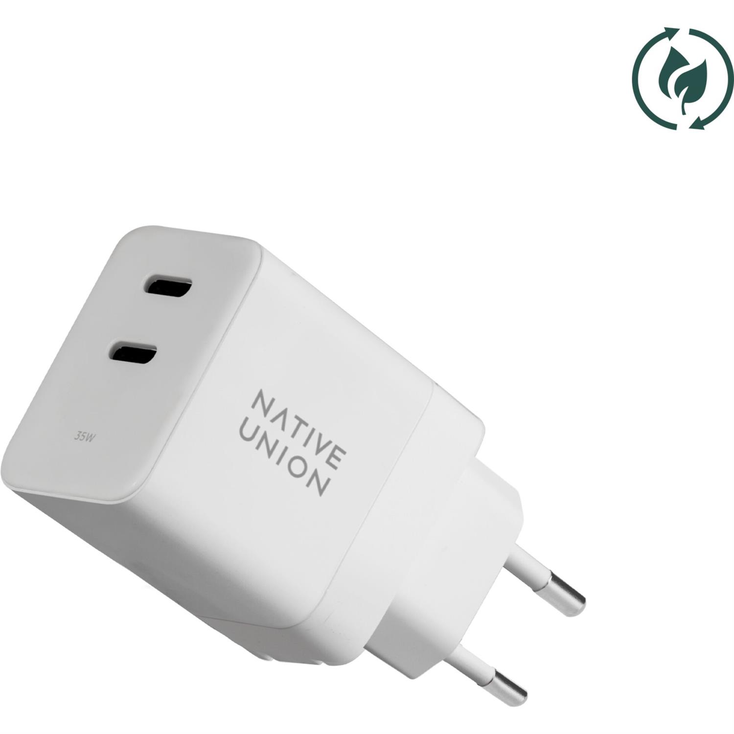 Native Union 35W Dual USB-C Fast GaN PD Wall Charger in Weiss
