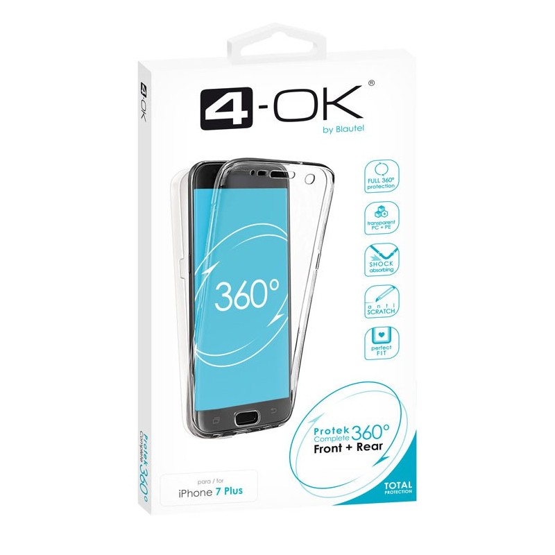 4-OK 360 Protek Case für Apple iPhone 7 Plus / 8 Plus - Transparent