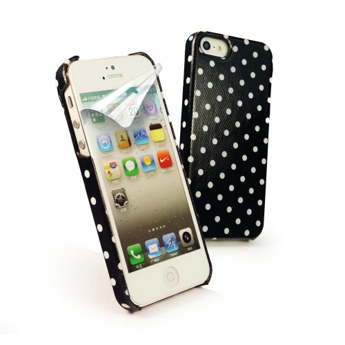 Tuff-Luv Shell Case Polka Hot in Schwarz für Apple iPhone 5