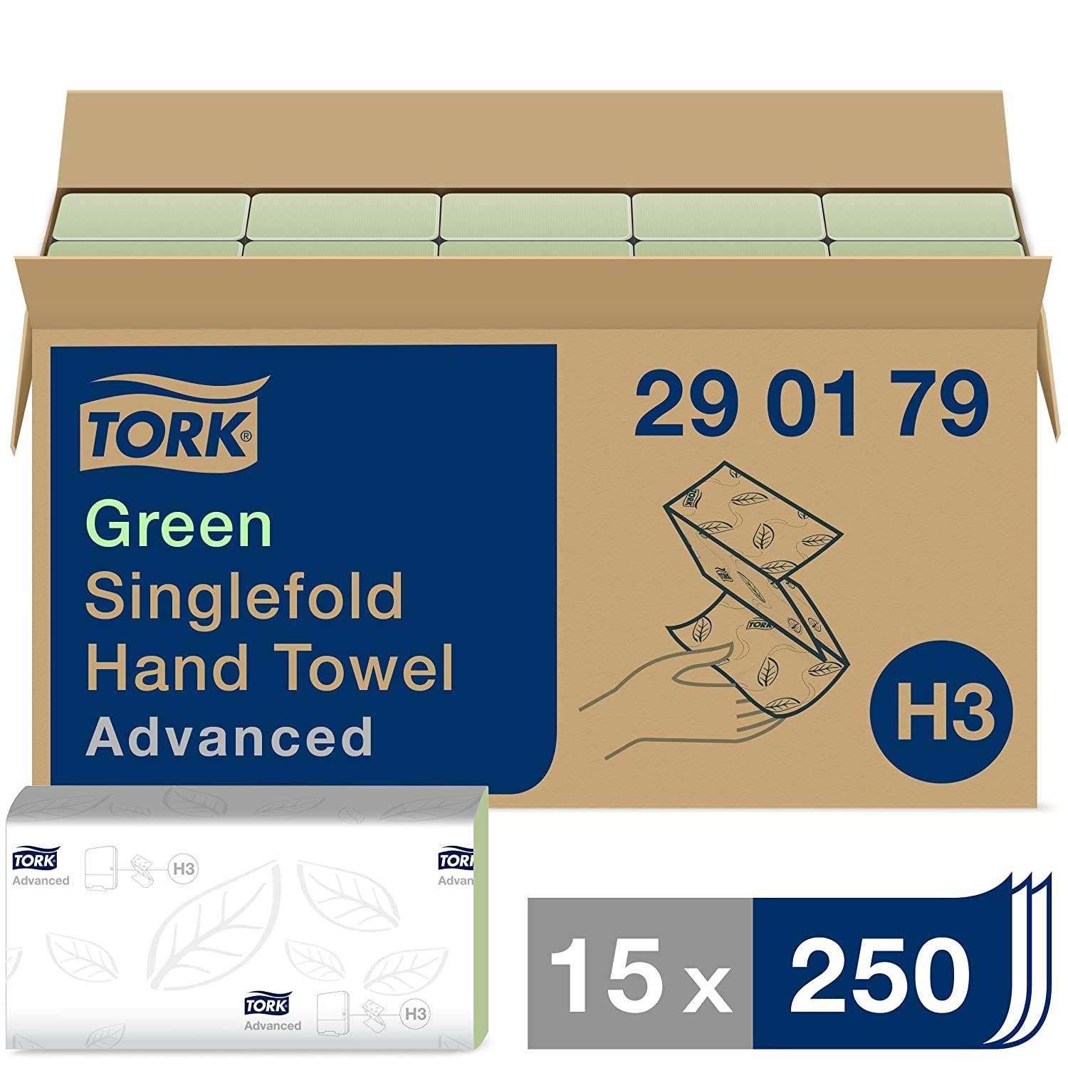 TORK Papierhandtücher 290179 H3 Advanced Zick-Zack-Falzung 2-lagig 3.750 Tücher - Grün