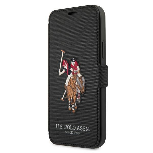 US Polo Embroidery Collection Book Case Wallet Hülle für Apple iPhone 12 Pro Max (6.7) - Schwarz