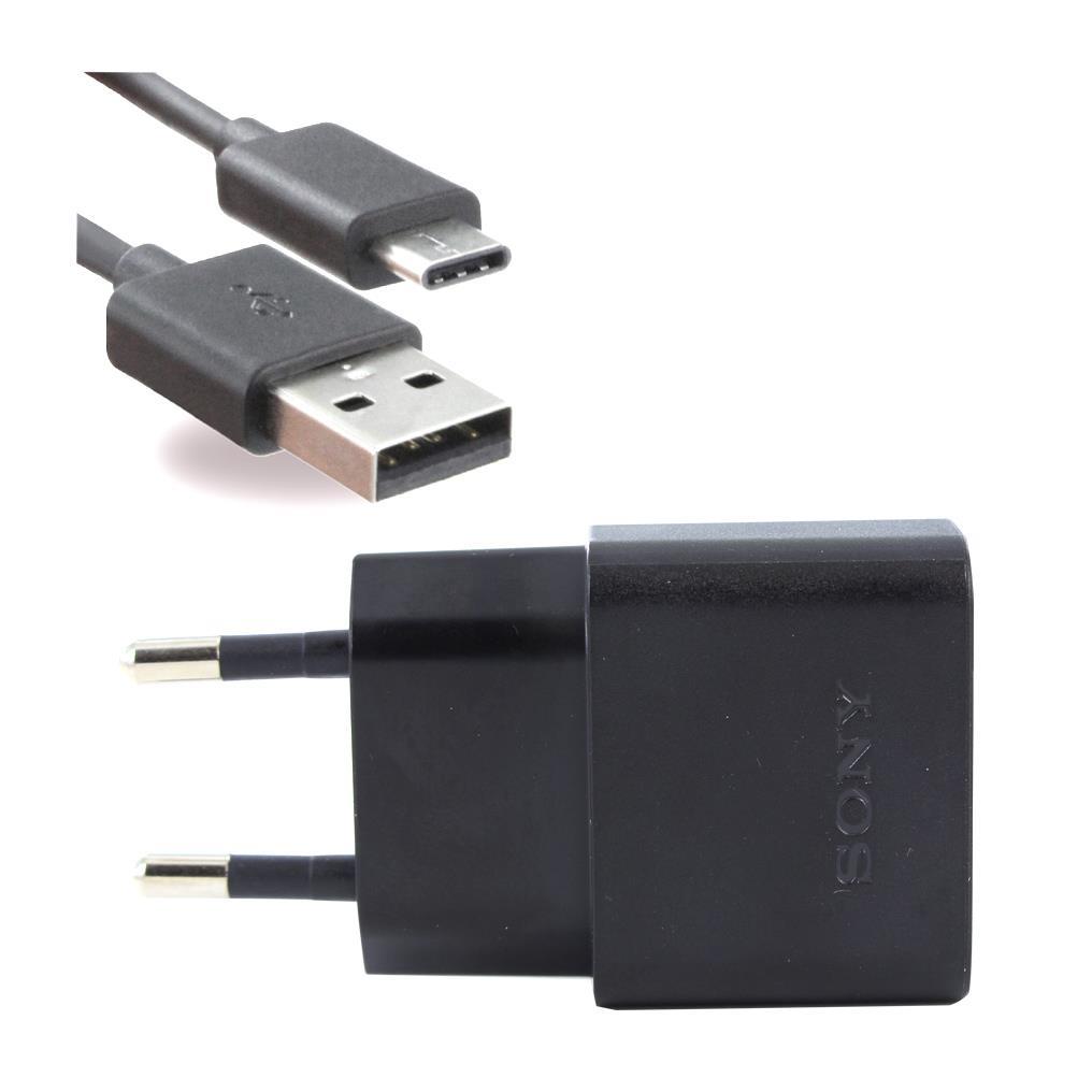 Sony UCH12 - USB-A Schnell Ladegerät 2.7A + USB Typ-C Kabel - Schwarz