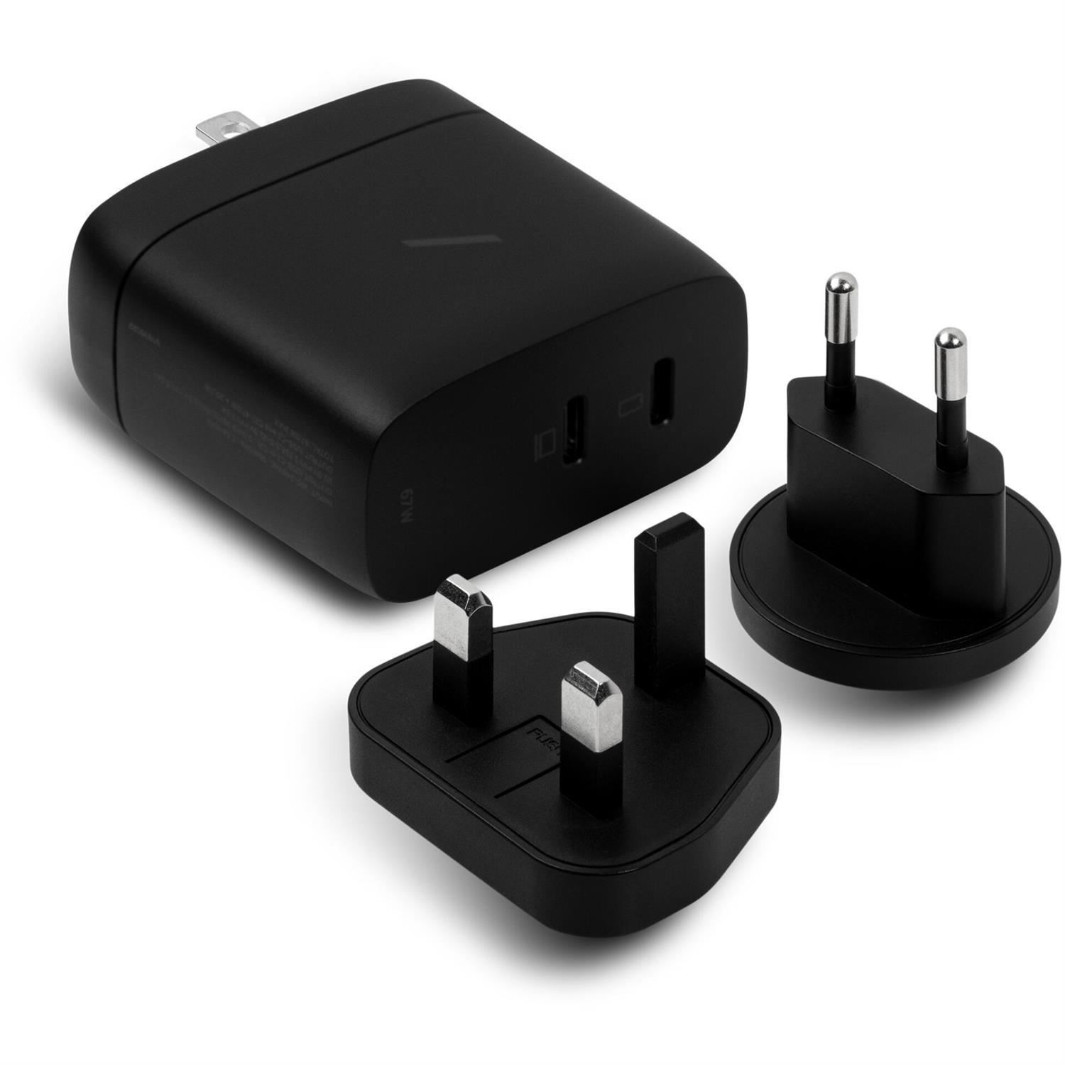 Native Union 67W Dual USB-C Fast GaN PD Wall Charger in Schwarz