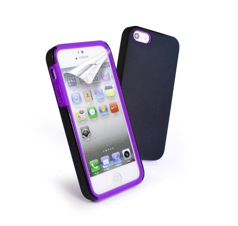 E-volve Twin Skiin Silikonhülle für Apple iPhone 5 (inkl. Displayschutz) - violett