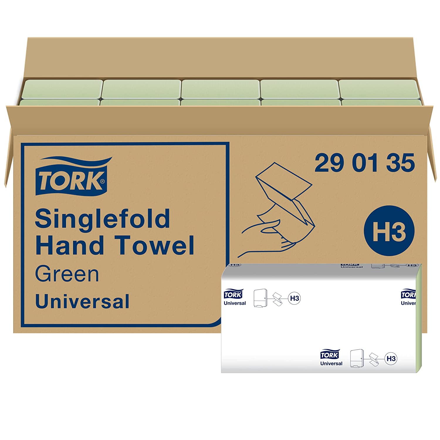 TORK Papierhandtücher 290135 H3 Universal Zick-Zack-Falzung 1-lagig 4.000 Tücher - Grün