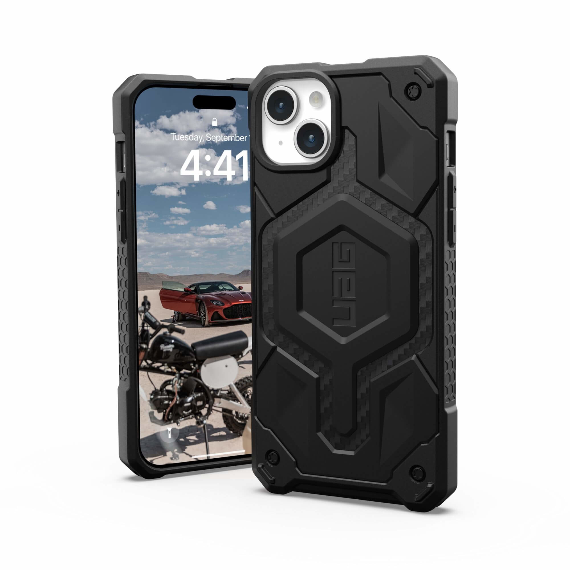 Urban Armor Gear UAG Monarch Pro MagSafe Case für iPhone 15 Plus - Carbon Fiber Sxhwarz