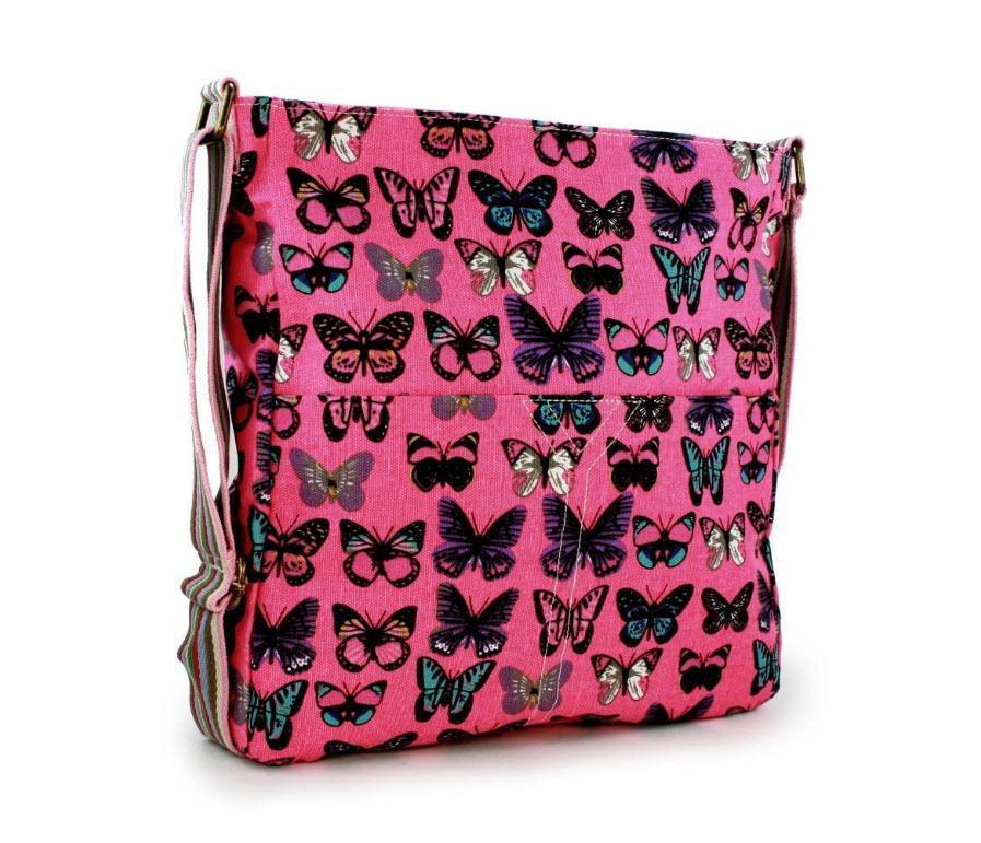 TLC Ladies Lulu Umhängetasche/Messenger Bag für 10 Zoll Tablets - Schmetterling - Pink