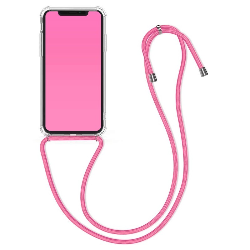 4-OK Anti-Shock Cover für Apple iPhone X/XS mit Halskette - Pink (HangOn)