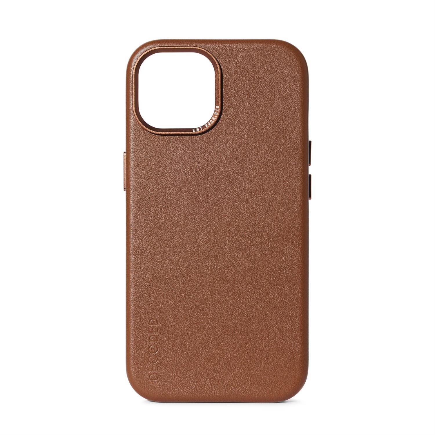 Decoded Leather Backcover für iPhone 15 Plus - Tan