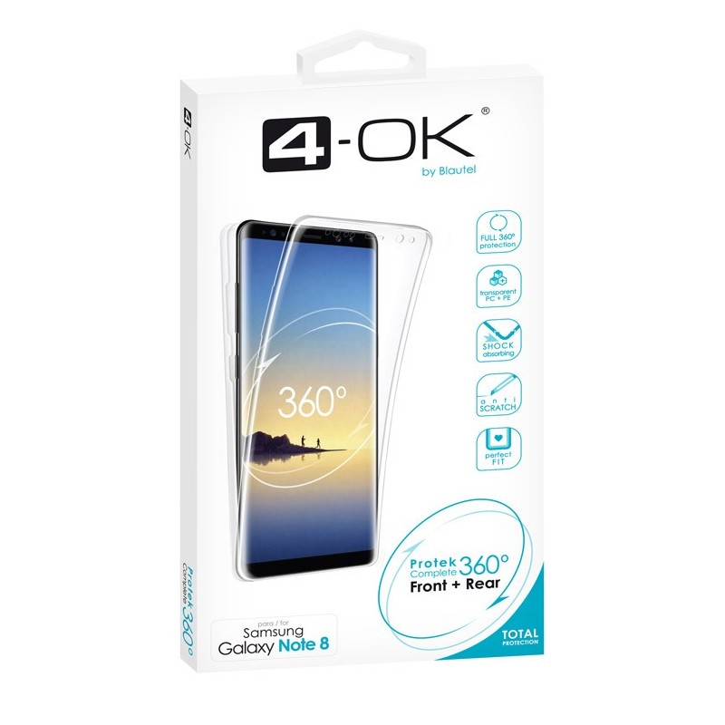 4-OK 360 Protek Case für Samsung Galaxy Note 8 - Transparent