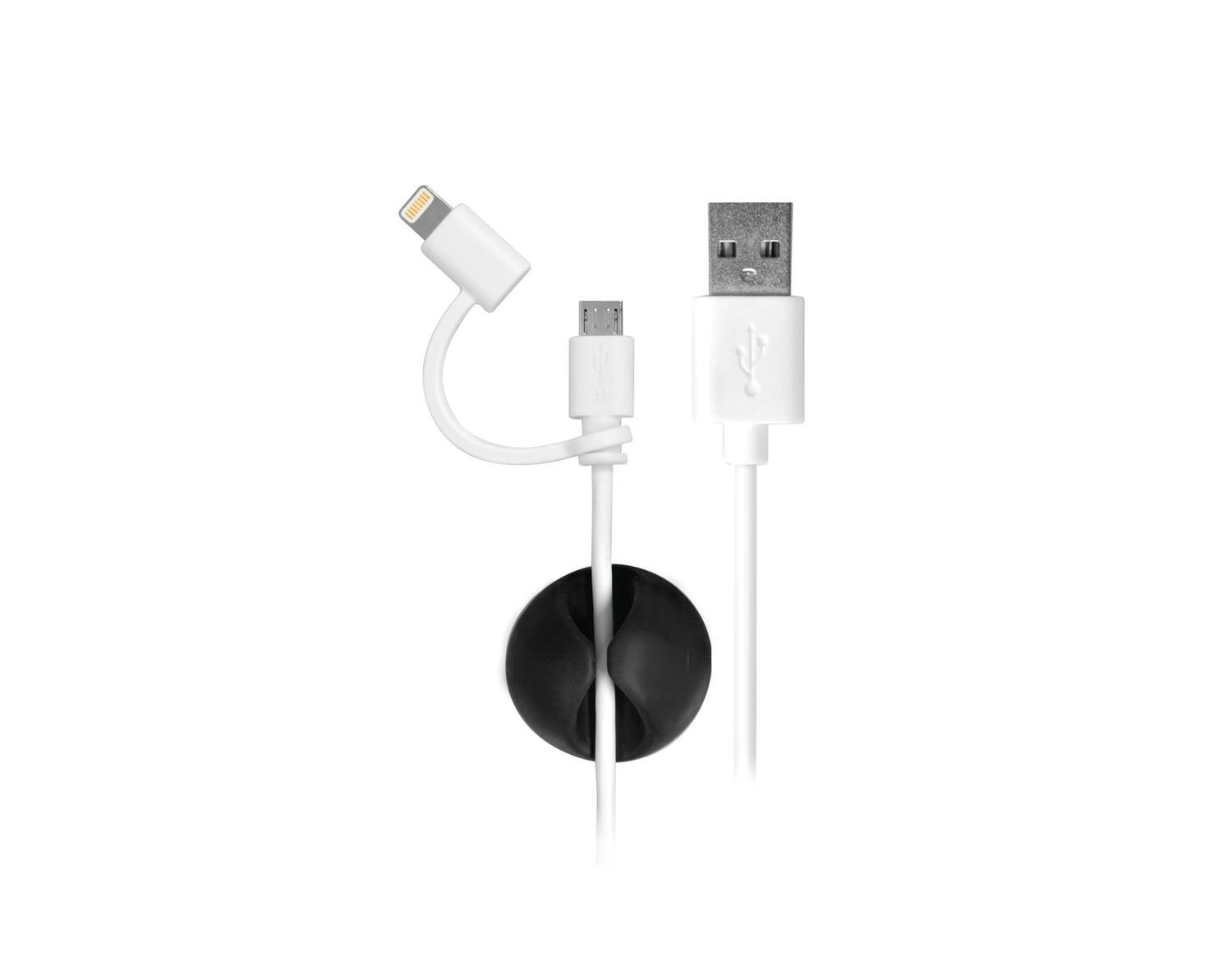 PORT DESIGNS 2 in 1 (Lightning + Micro-USB) auf USB Kable (für iPad/iPhone), 1m - Weiss