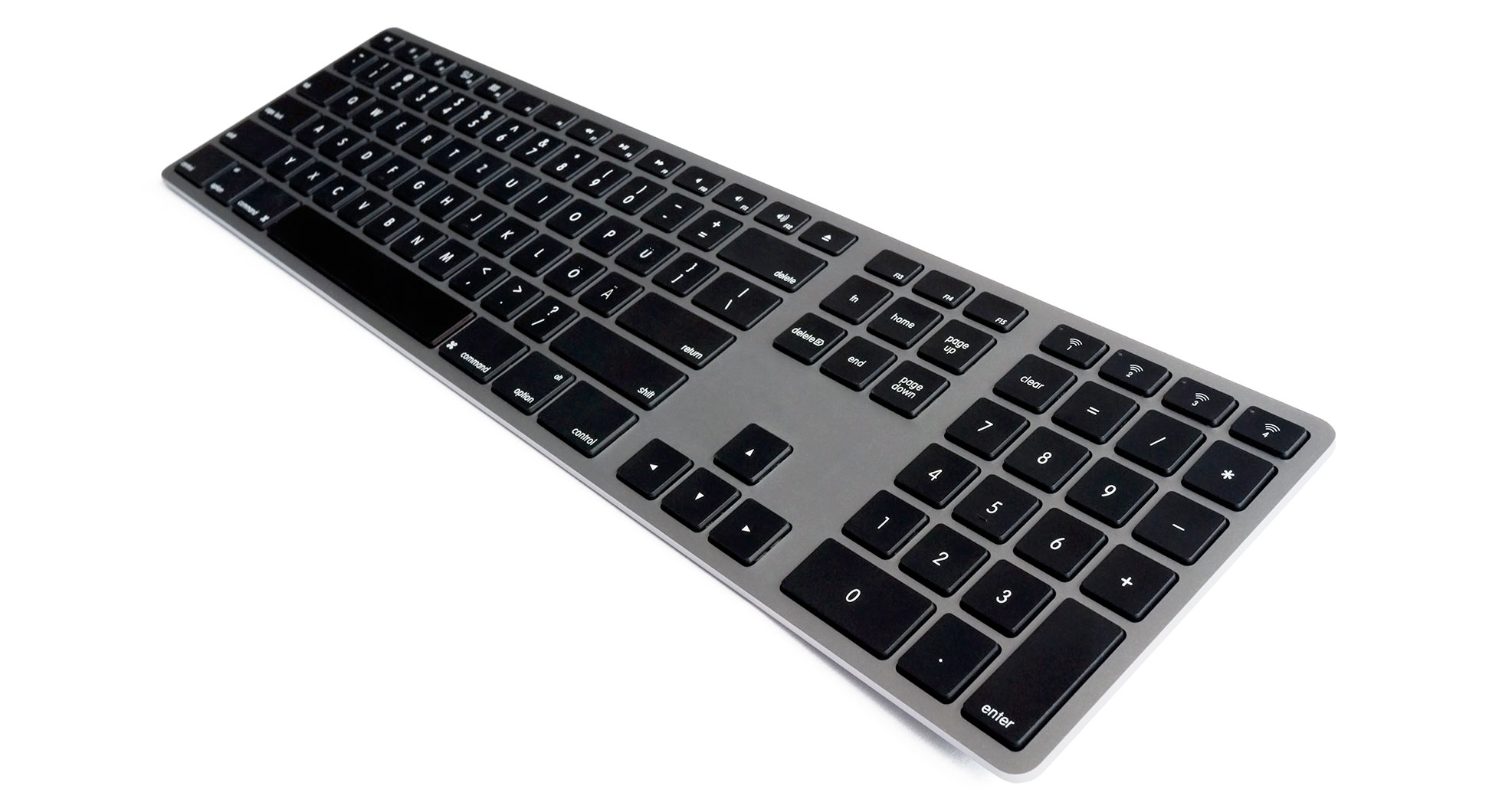 Matias Aluminium Wireless Tastatur mit Hintergrundbeleuchtung deutsch für Mac OS - Space-Grey