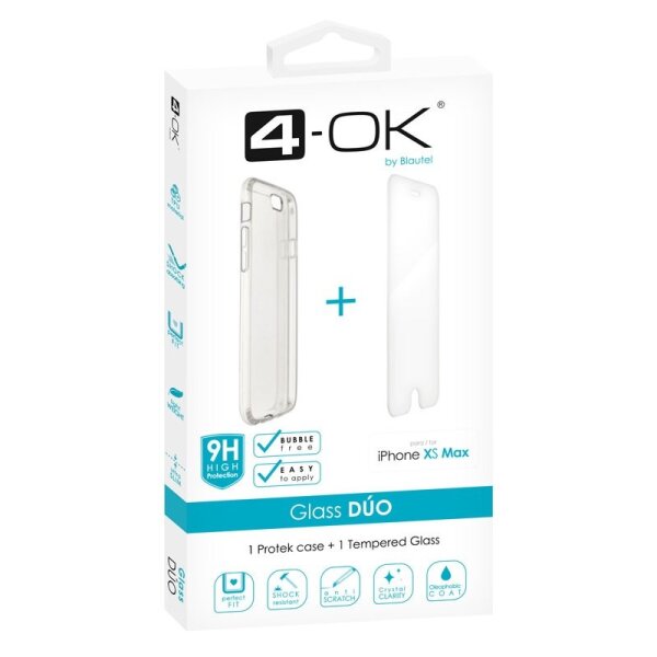 4-OK Glass Duo Protek Case mit Sicherheitsglas für Apple iPhone Xs Max