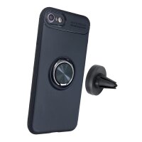 4-OK Ring Metal Silikon Schutz Hülle für Apple iPhone X/Xs - Schwarz