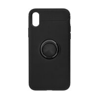 4-OK Ring Metal Silikon Schutz Hülle für Apple iPhone X/Xs - Schwarz
