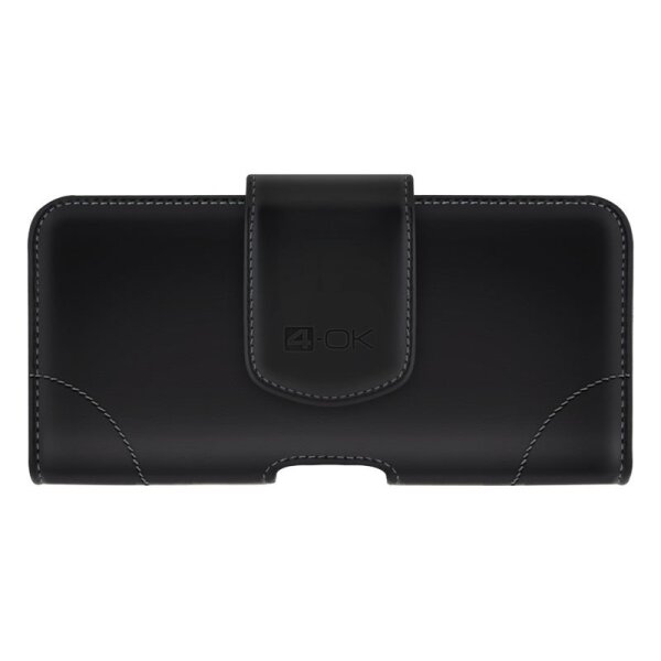 4-OK U-Line Handy Etui mit Gürtelschlaufe und Gürtelclip - Schwarz (XL)