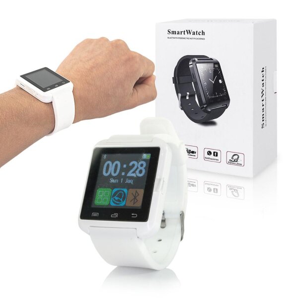 Sport Smart Watch U8 mit Anrufannahme, Nachrichtenanzeige usw. - Weiss
