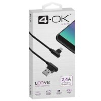 4-OK Loove T-Type Cable USB 2.4 A auf USB-Micro Lade-/Datenkabel 1m - Schwarz