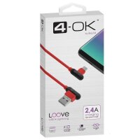 4-OK Loove T-Type Cable USB 2.4 A auf USB-C Lade-/Datenkabel 1m - Rot