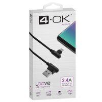 4-OK Loove T-Type Cable USB 2.4 A auf USB-C Lade-/Datenkabel 1m - Schwarz