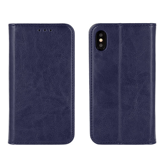 Leder Schutz Etui im Buch-Style mit Kartenfächer und Standfunktion für Samsung Galaxy A10E - Blau