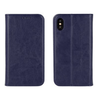 Leder Schutz Etui im Buch-Style mit Kartenfächer und Standfunktion für Samsung Galaxy A10E - Blau