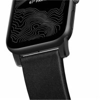 Nomad Strap Modern Leather für Apple Watch 42/44/45/49 mm - schwarzer Connector / Schwarz