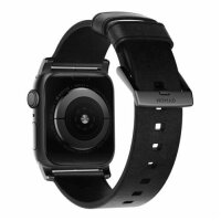 Nomad Strap Modern Leather für Apple Watch 42/44/45/49 mm - schwarzer Connector / Schwarz