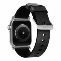 Nomad Strap Modern Leather for Apple Watch 42/44/45/49 mm - Silver Connector / Black