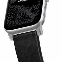 Nomad Strap Modern Leather for Apple Watch 42/44/45/49 mm - Silver Connector / Black