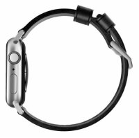 Nomad Strap Modern Leather for Apple Watch 42/44/45/49 mm - Silver Connector / Black