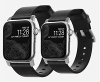 Nomad Strap Modern Leather for Apple Watch 42/44/45/49 mm - Silver Connector / Black
