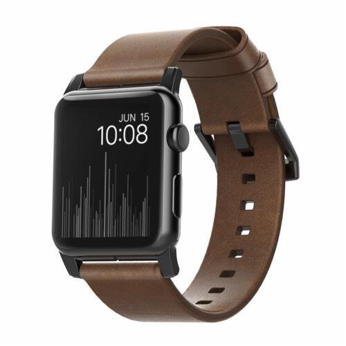 Correa Nomad Modern Leather para Apple Watch 42/44/45/49 mm - Conector negro / Marrón