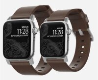 Nomad Strap Modern Leather für Apple Watch 38/40 mm - Silber Connector / Braun