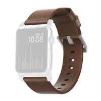 Nomad Strap Modern Leather pour Apple Watch 42/44/45/49 mm - Connecteur argent / Marron