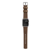 Nomad Strap Modern Leather pour Apple Watch 42/44/45/49 mm - Connecteur argent / Marron