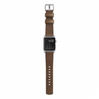 Nomad Strap Modern Leather pour Apple Watch 42/44/45/49 mm - Connecteur argent / Marron