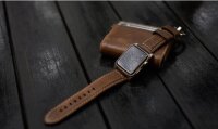 Nomad Strap Traditional Leather für Apple Watch 42/44/45/49 mm - Silber Connector / Braun