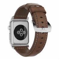 Nomad Strap Traditional Leather für Apple Watch 42/44/45/49 mm - Silber Connector / Braun