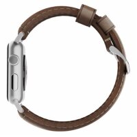 Nomad Strap Traditional Leather für Apple Watch 42/44/45/49 mm - Silber Connector / Braun