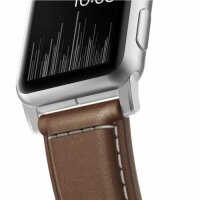 Nomad Strap Traditional Leather für Apple Watch 42/44/45/49 mm - Silber Connector / Braun