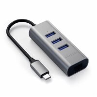 Satechi Type-C 2-in-1 - 3 Port USB 3.0 Hub und Ethernet - Space Grey (Grau)
