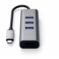 Satechi Type-C 2-in-1 - 3 Port USB 3.0 Hub und Ethernet - Space Grey (Grau)