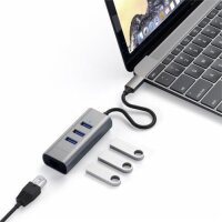 Satechi Type-C 2-in-1 - 3 Port USB 3.0 Hub und Ethernet - Space Grey (Grau)