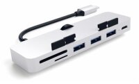 Satechi Type-C Clamp Hub Pro mit USB-C Datenanschluss/ Micro/SD Kartenlesegerät - Silber