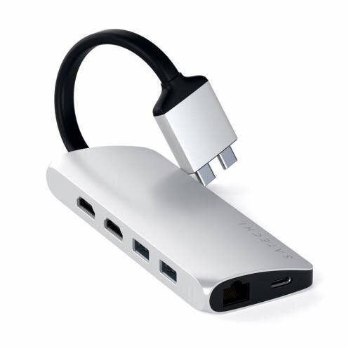 Satechi Type-C Dual Multimedia Adapter für MacBooks - Silber