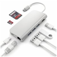 Satechi Type-C Multi-Port Hub 4K Ethernet für MacBooks / Geräte mit USB-C Anschluss - Silber