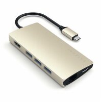 Satechi Type-C Multi-Port Hub 4K Ethernet V2 für Geräte mit USB-C Anschluss - Gold