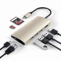 Satechi Type-C Multi-Port Hub 4K Ethernet V2 für Geräte mit USB-C Anschluss - Gold